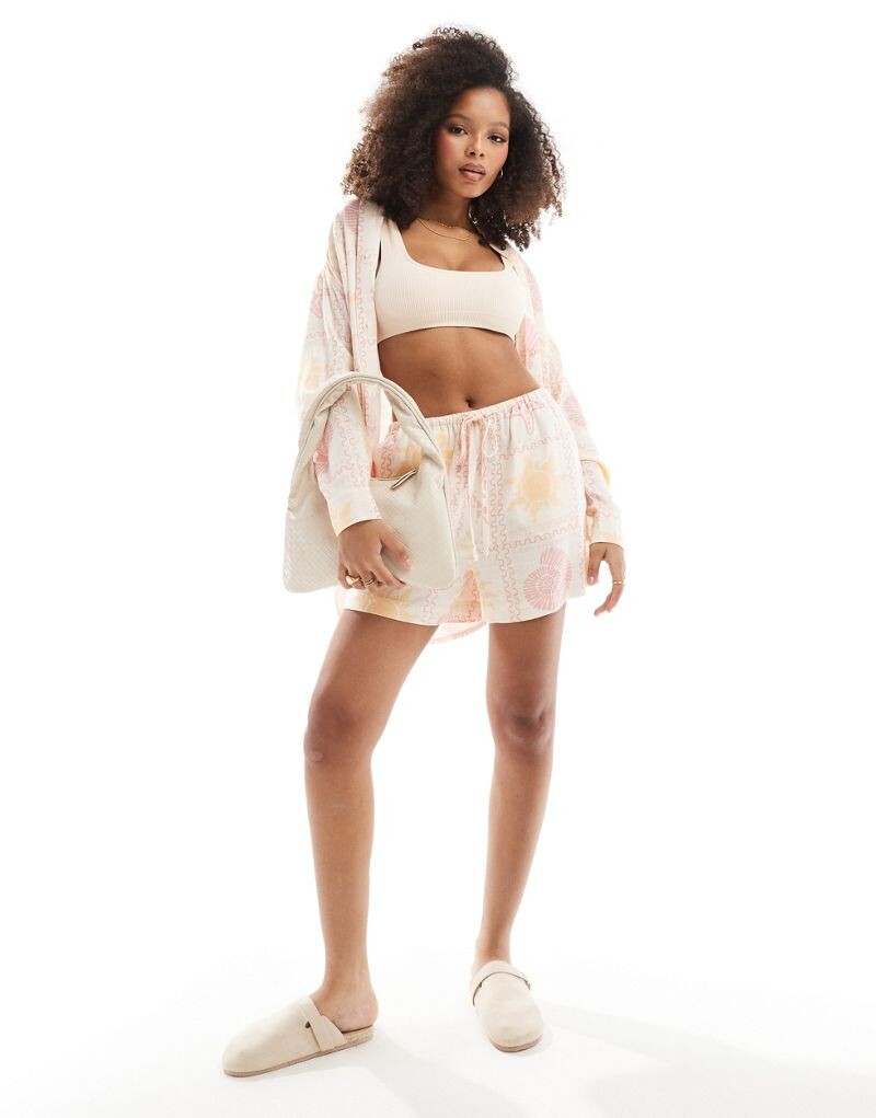 

ASOS DESIGN – льняные шорты без застежки с плиточным узором