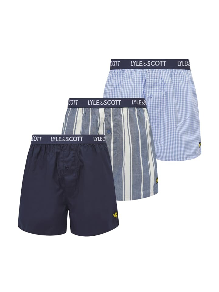 

Трусы боксеры Lyle & Scott Boxer 3-Er Set, цвет Hellblau/Weiß/Dunkelblau/Blau