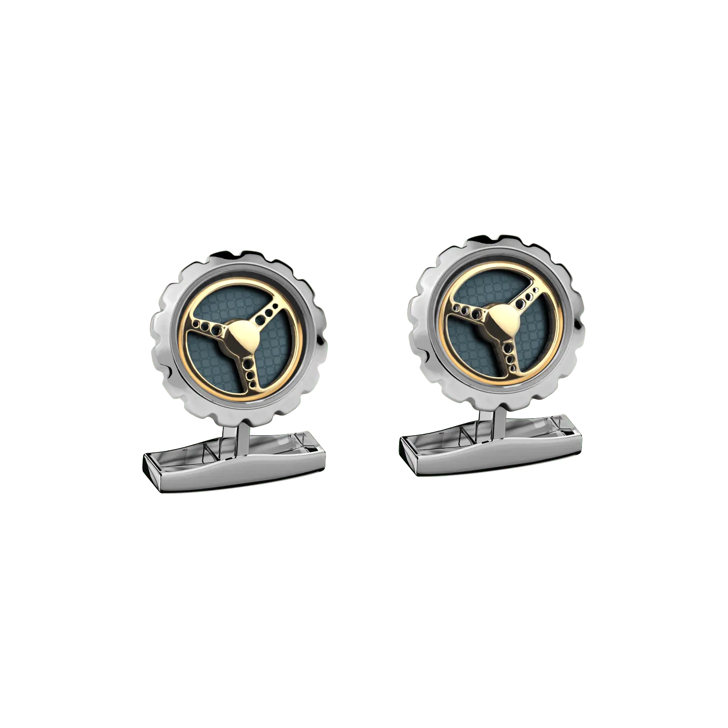 

Запонки Chopard Classic Racing cufflinks - Зеленая инкрустация - металл серебристого и желтого цвета