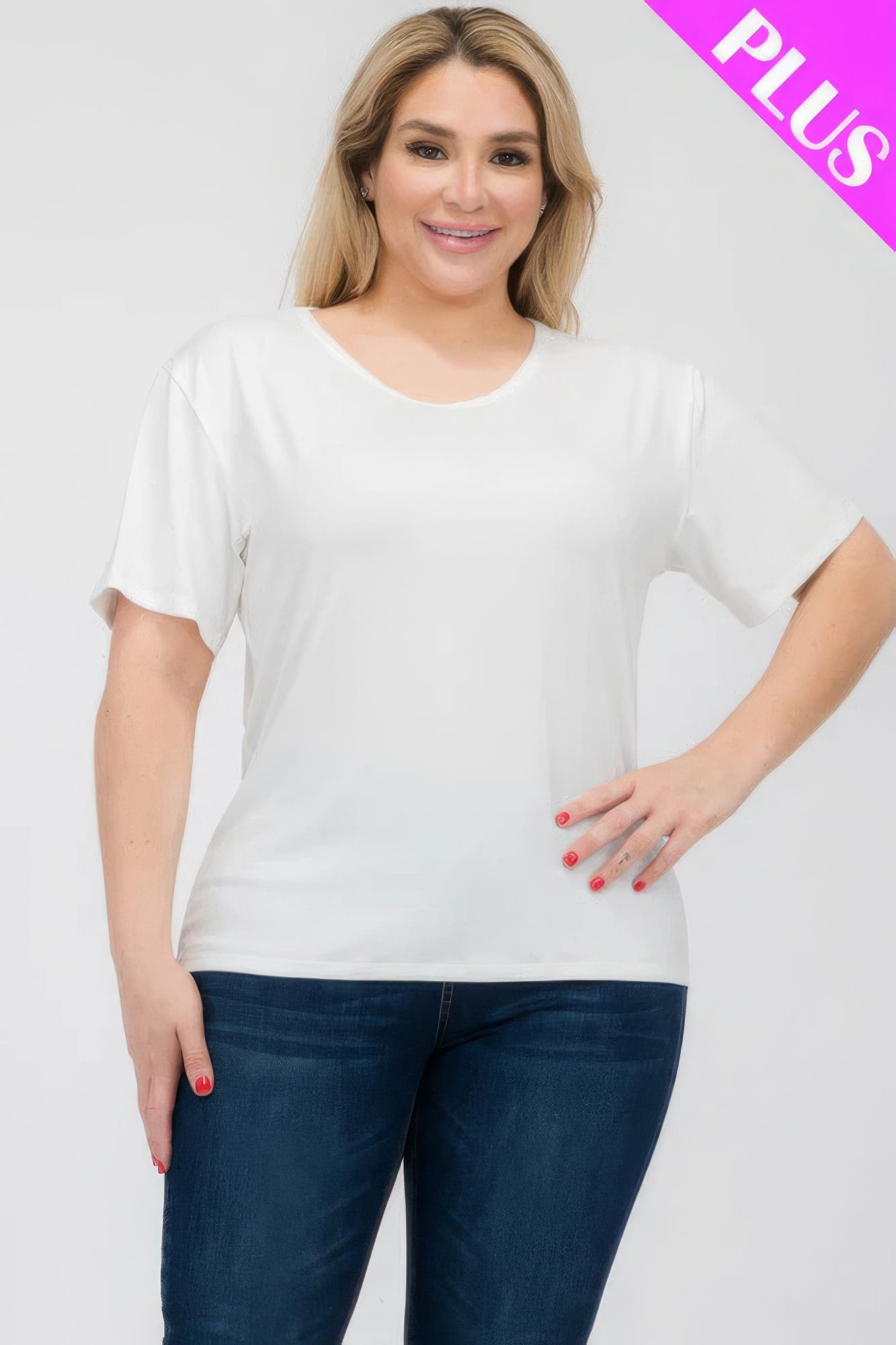 

Футболка с коротким рукавом размера плюс FASHNZFAB, белый