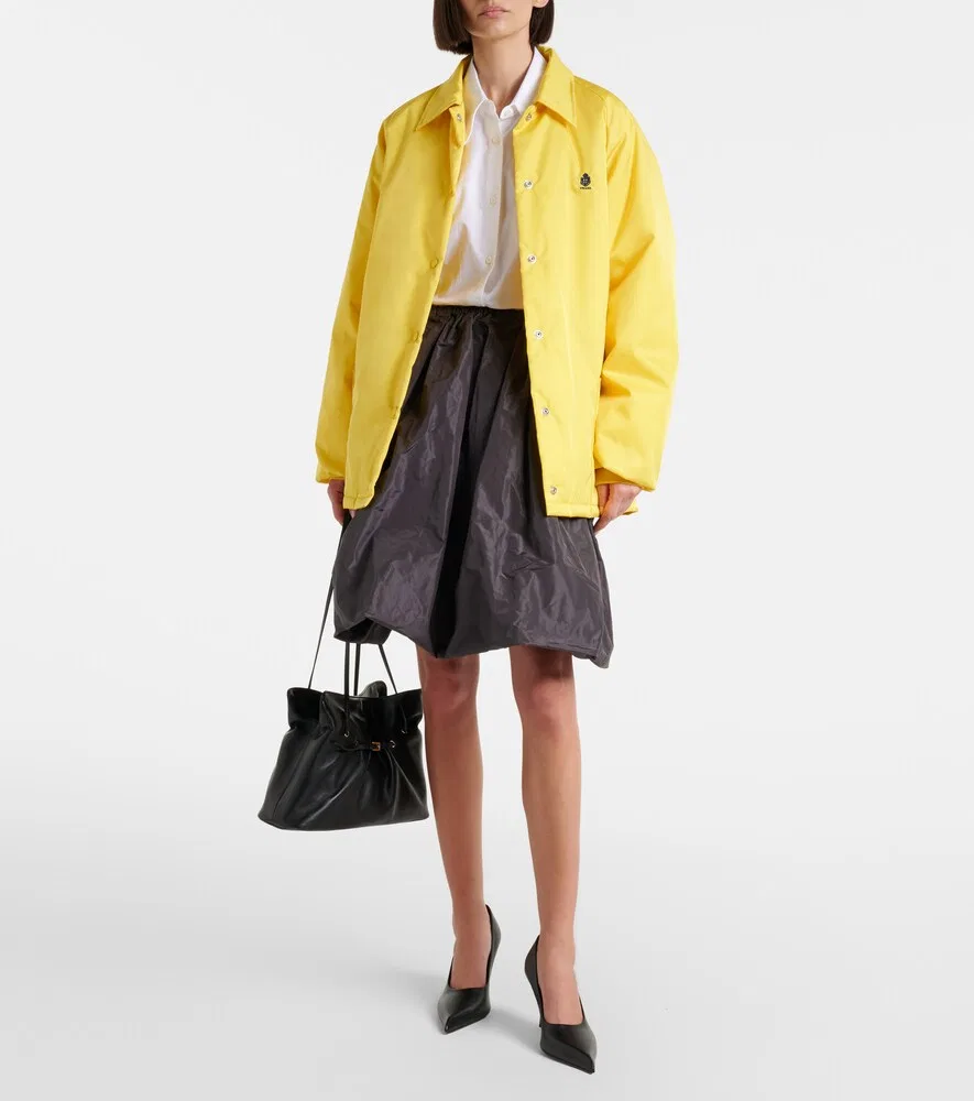 Мини-юбка из шелковой тафты Prada, серый — фото 2