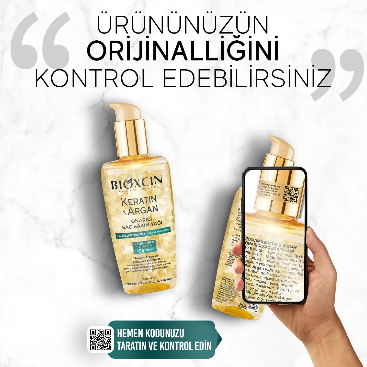 Восстанавливающее масло для волос с кератином и арганой Bioxcin Keratin & Argan Repairing Hair Care Oil 150 мл Bioxcin — фото 3
