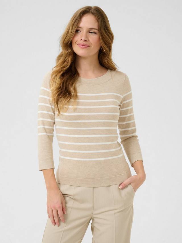 

Джемпер Lizza с полосками и лодочкой KAFFE, Feather Grey Melange/Chalk