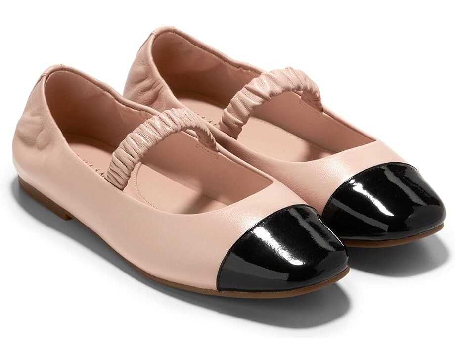 

Туфли на плоской подошве Cole Haan Yvette Ballet Flats, цвет Porcelain Leather/Black Patent Leather