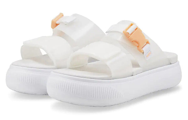 Тапочки suede mayu pop sandal 'white fizzy melon' Puma, белый — фото 4