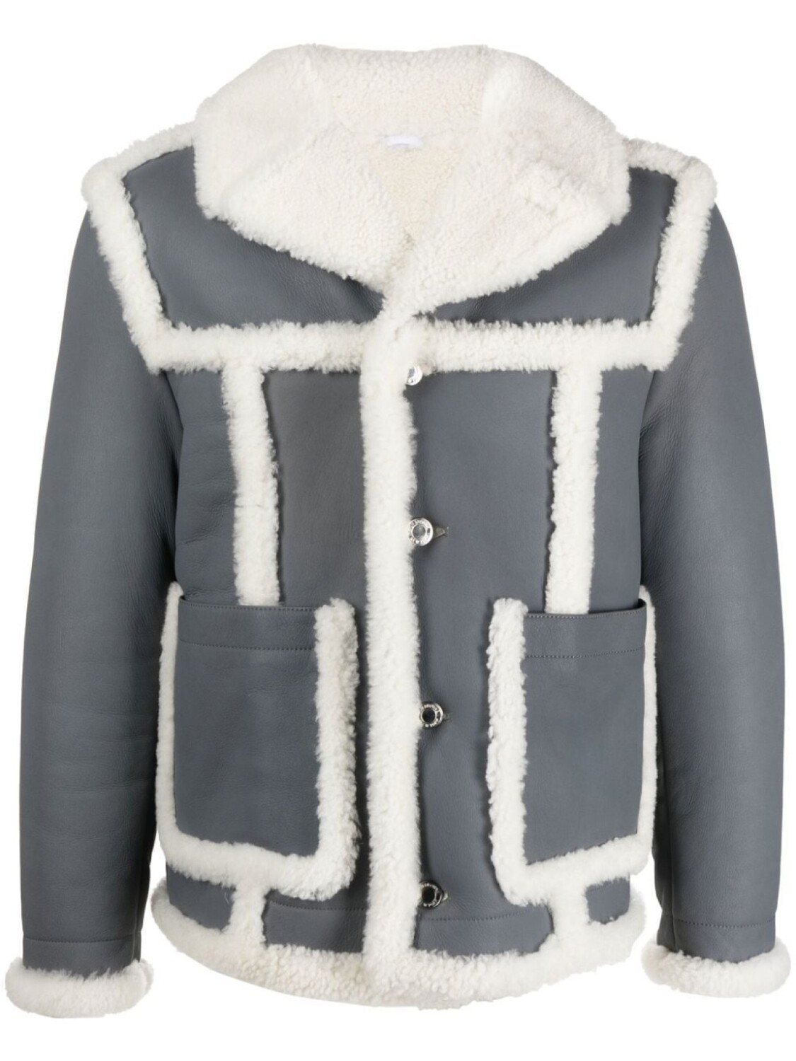 

Короткая дубленка с меховой оторочкой Thom Browne, серый