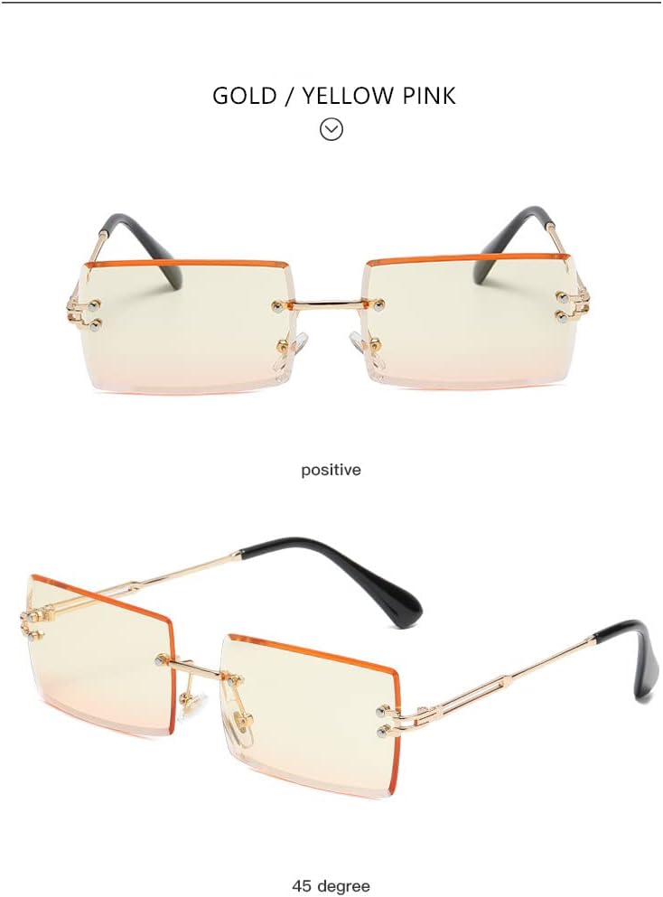 

Солнцезащитные очки HANDA прямоугольной формы без оправы для женщин и мужчин, с защитой от УФ-излучения UV400, квадратной оправой и металлическим каркасом Generic, Orange