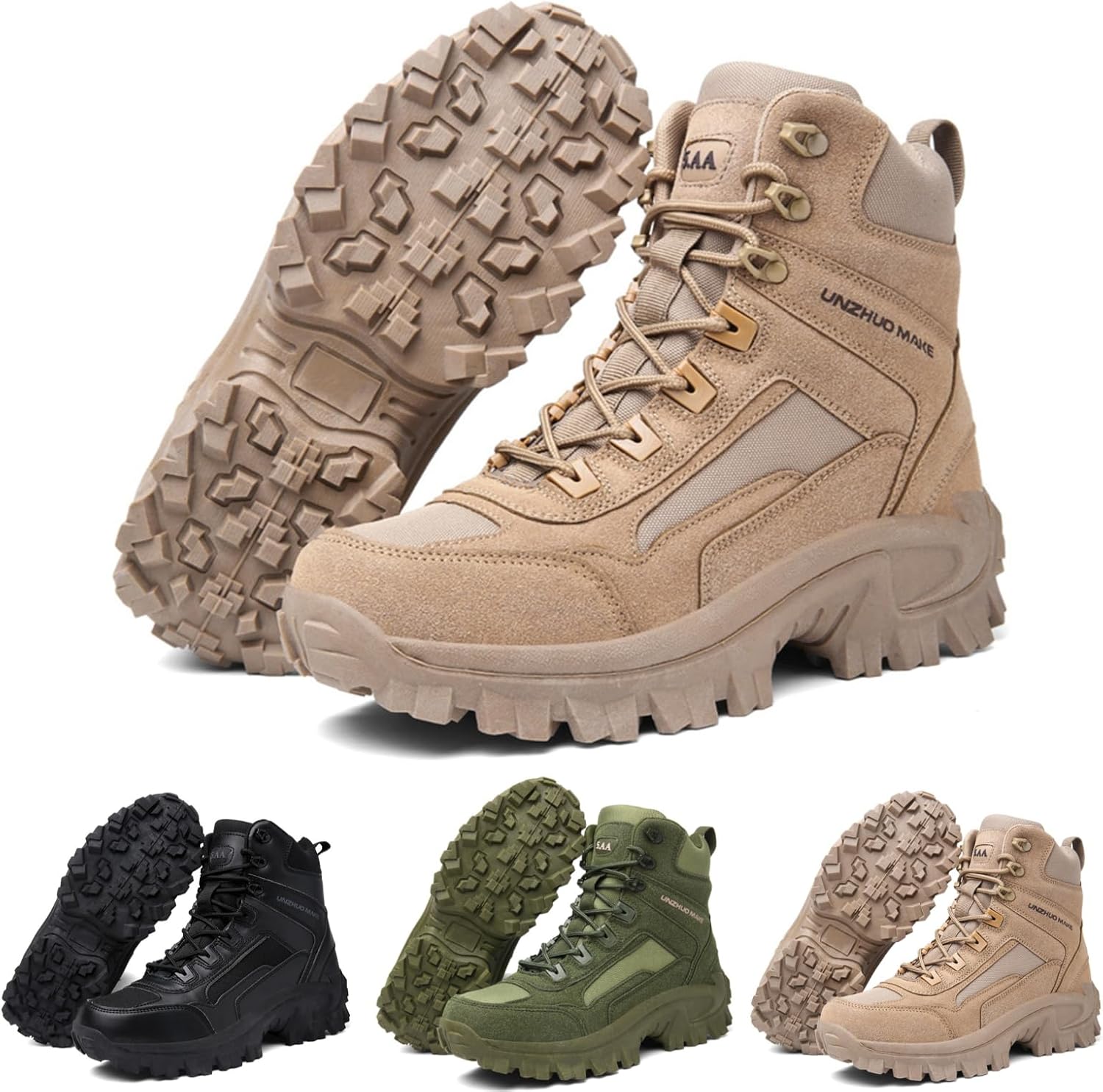 

Мужские тактические водонепроницаемые ботинки Cltopsku с боковой молнией для активного отдыха и боевых действий, мужские военные тактические ботинки с боковой молнией, удобные ортопедические походные и мотоциклетные боевые ботинки, хаки