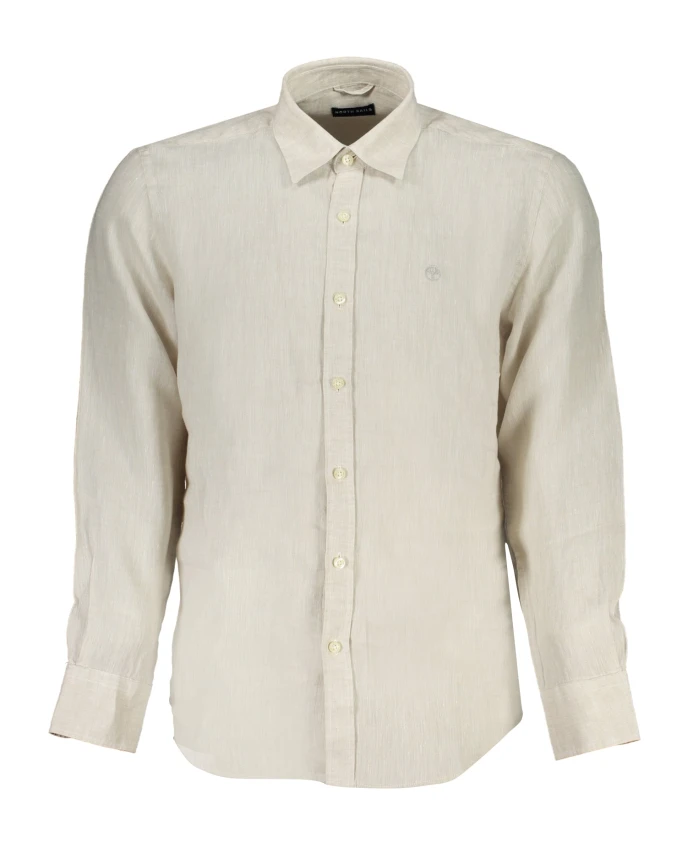 

Бежевая рубашка с длинными рукавами и итальянским воротником. North Sails, бежевый