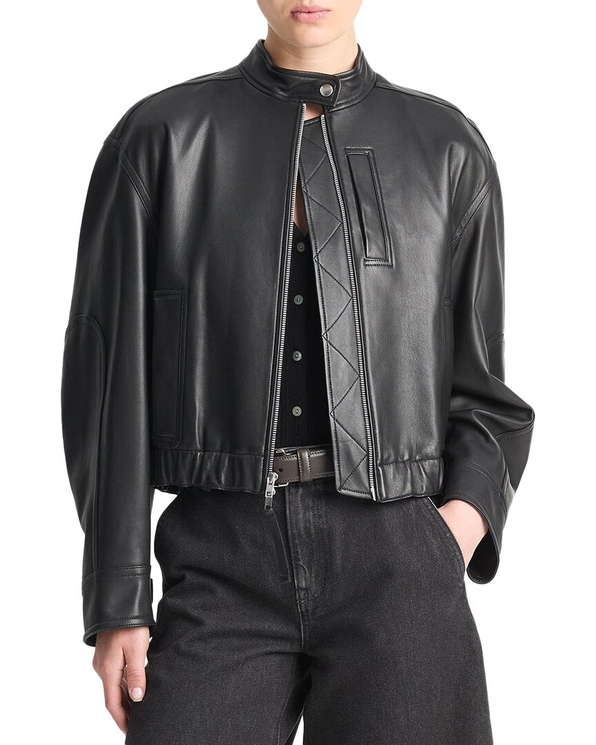 

Укороченная куртка-бомбер Vince Leather, черный