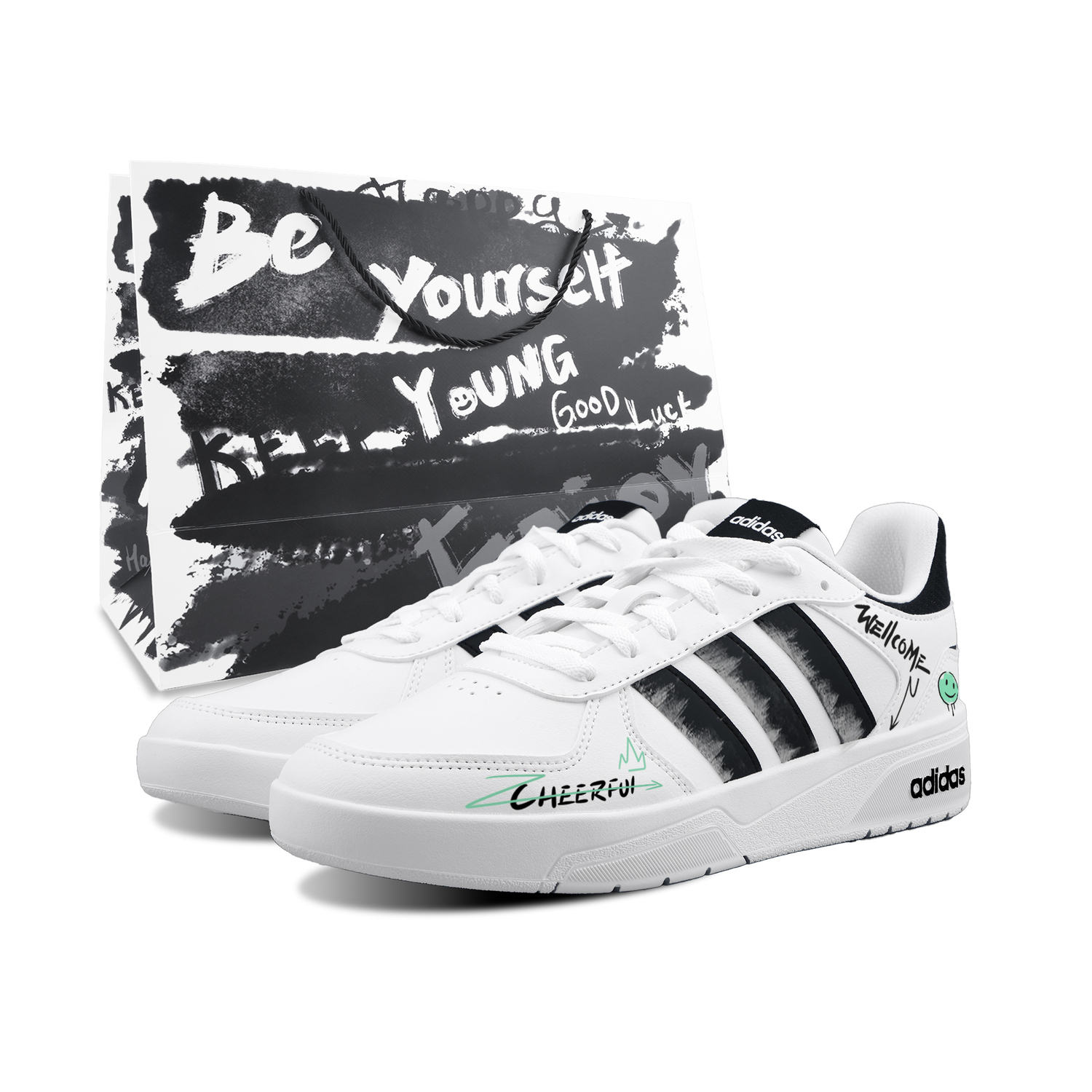 

Courtbeat American Graffiti, специальные амортизирующие сумки для покупок, износостойкие низкие скейтбордные кроссовки унисекс Adidas Neo, желтый зеленый