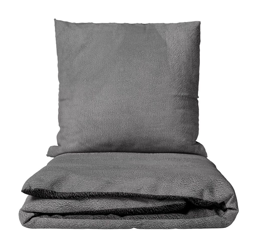 

Комплект постельного белья из термофлиса микрофибра 200х200 см серый антрацит однотонный дизайн зима на молнии leonado vicenti