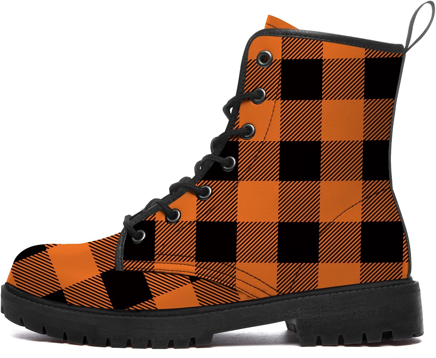 

Ботинки в стиле буффало плед для женщин и мужчин, боевые ботинки, кожаные с PU, шнуровка, ботильоны, подарки для нее и для него Generic, черный