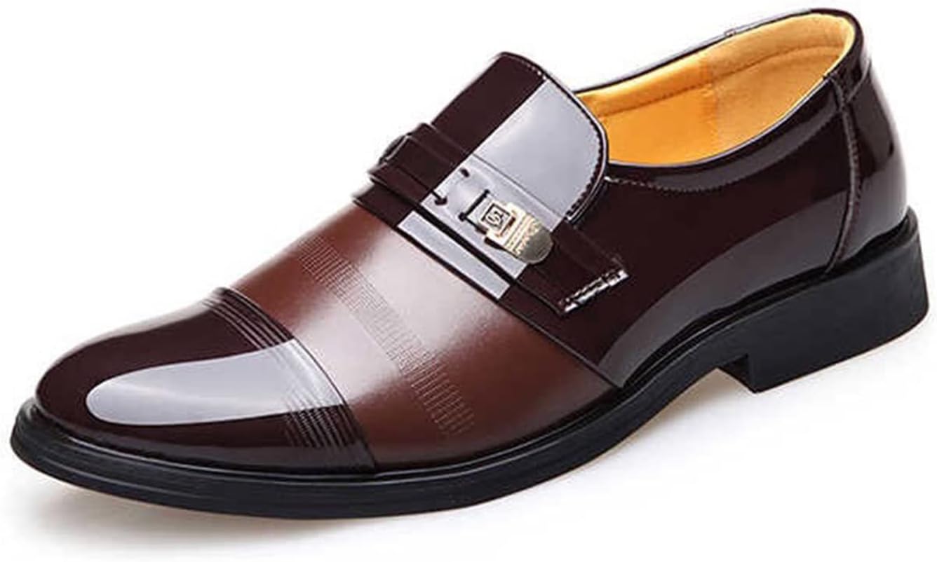 

Мужские слипоны оксфорды Классические ручной работы мокасины для свадьбы, гостя, деловые туфли Kyoescai, коричневый