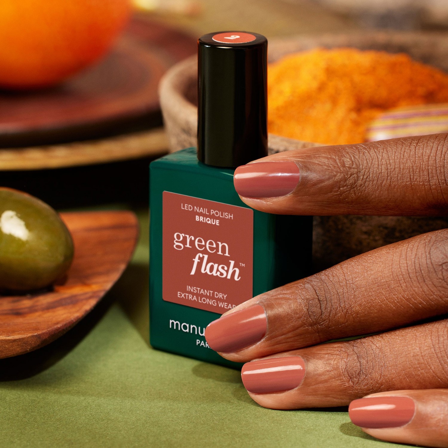 Лак для ногтей green flash instant dry extra long wear Manucurist, orange, объем 15 мл — фото 3