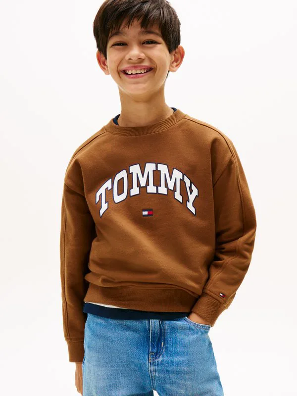 Толстовка с рельефным принтом в стиле varsity Tommy Hilfiger, Pecan Nut