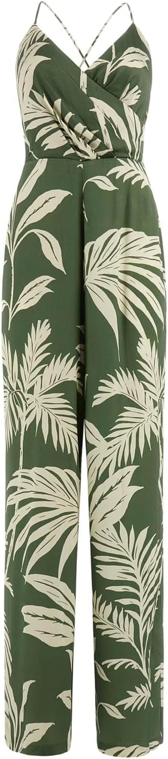 

GUESS Женский Безрукавный Ясмин Атласный Комбинезон, Forest Tropical Print Green
