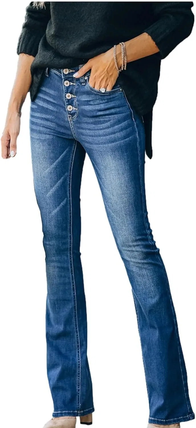Джинсы прямые Womens High Waisted Jeans, A01 Dark Blue