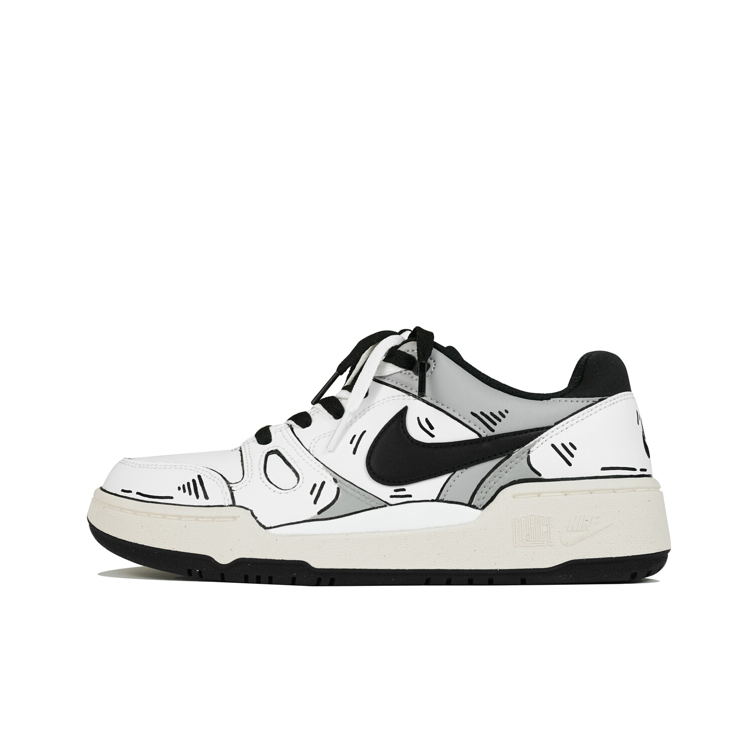

Кроссовки Nike Full Force Skateboarding Shoes Men Low-top Black, белый