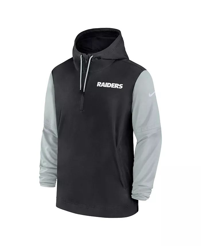 Мужская черно-серебристая толстовка-полузип Las Vegas Raiders 2024/25 Sideline Pre-Game Player 1/2-Zip Hoodie Jacket Nike — фото 3