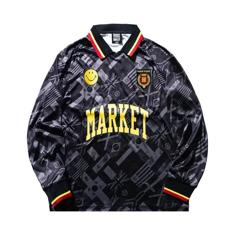 Футбольная майка с длинными рукавами Market Smiley International Flags, черный
