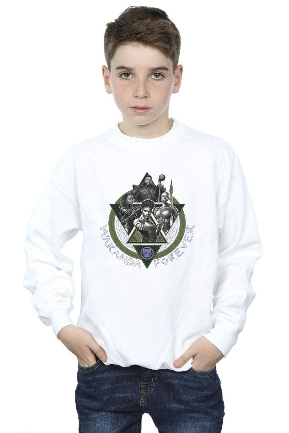 

Толстовка Black Panther Wakanda Forever Group Ring Pose Marvel, белый