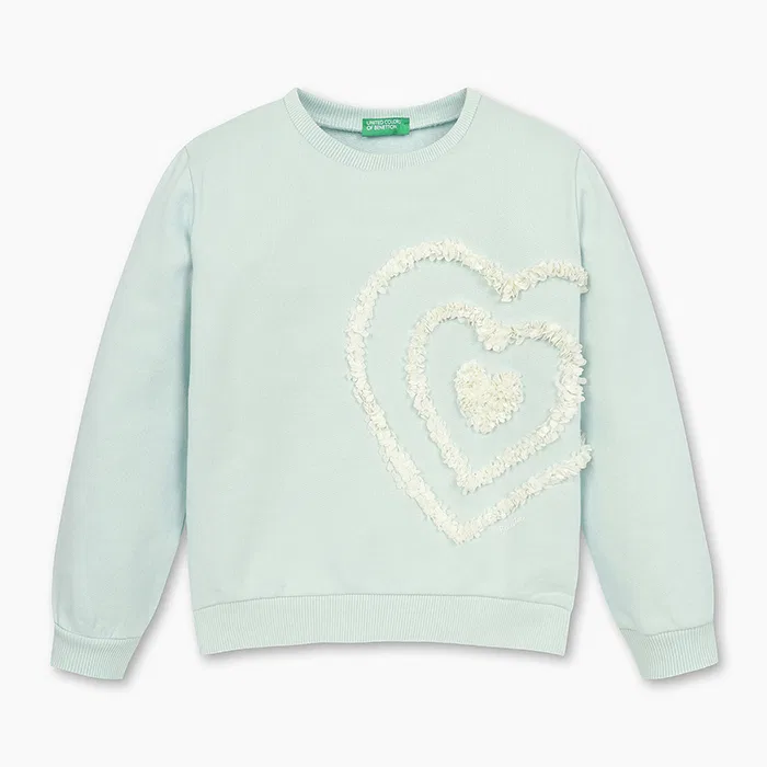 Детский светло-голубой свитшот с вышивкой от Benetton Kids
