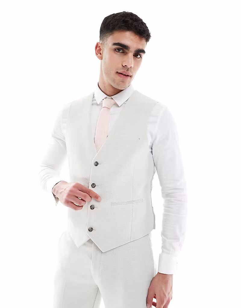 

Жилет из шерстяной смеси, приталенный, светло-серый Asos Design