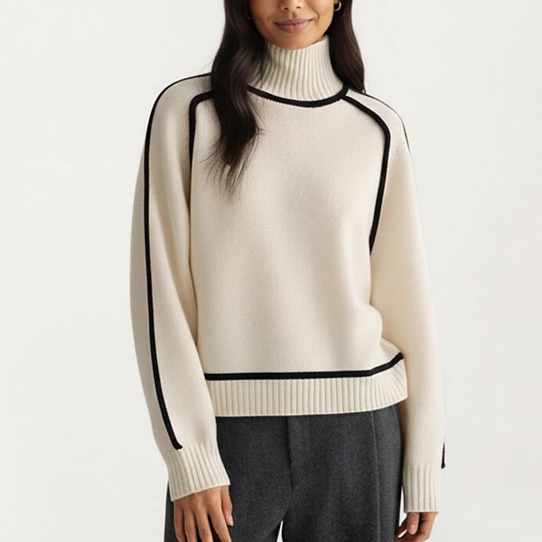 

Женский водолазка с контрастной отделкой и резинкой по низу Anna-Kaci, Light Beige