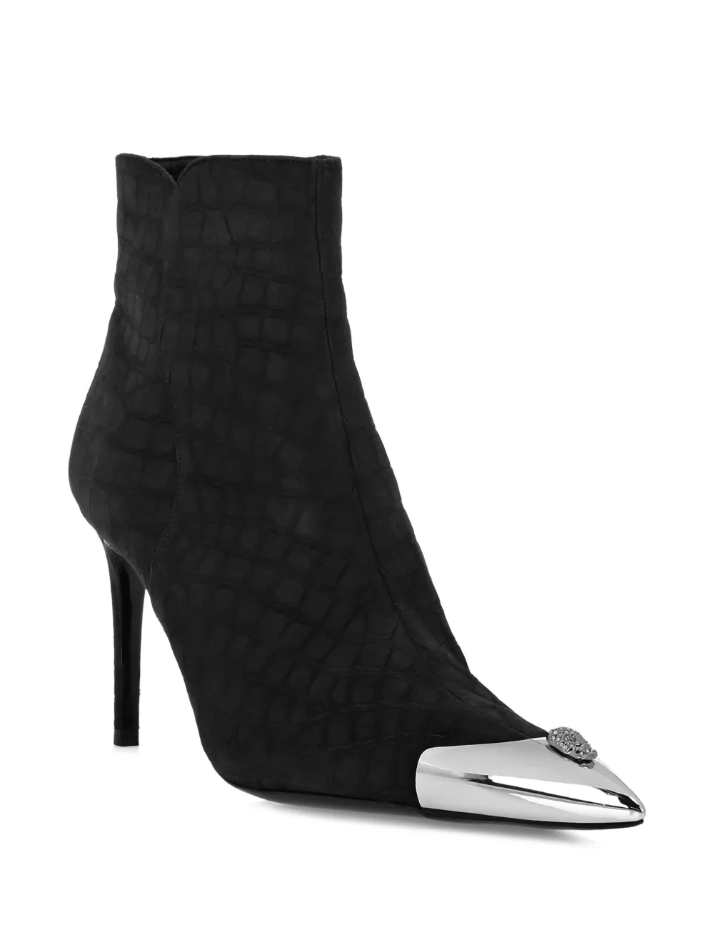 Ботильоны с тиснением под кожу крокодила Philipp Plein, черный — фото 2