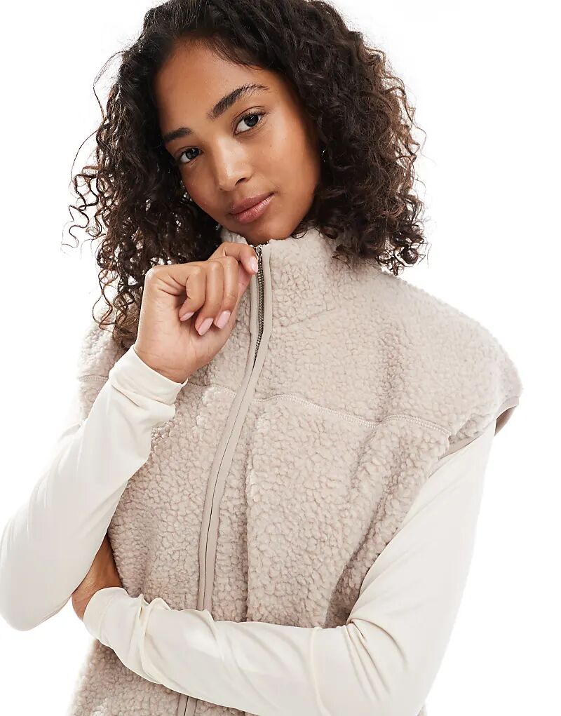 

Жилет Pieces Teddy на молнии спереди, серебристо-серый