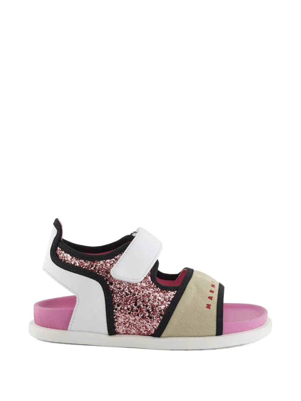 Сандалии с блестящими ремешками Marni Kids, розовый