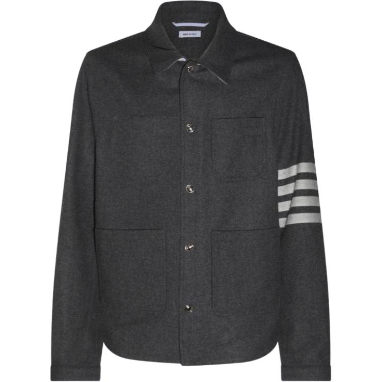 

Рубашка Stripe Detailed Buttoned Jacket THOM BROWNE, серый