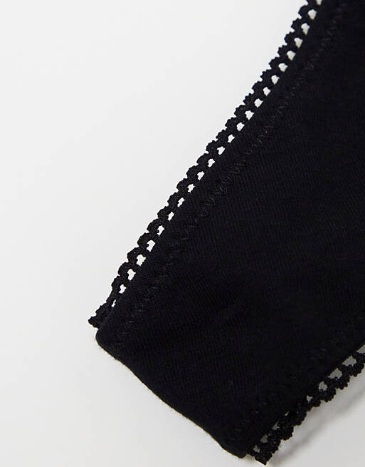 

Черные хлопковые стринги с глубоким вырезом спереди ASOS DESIGN (3 шт.)