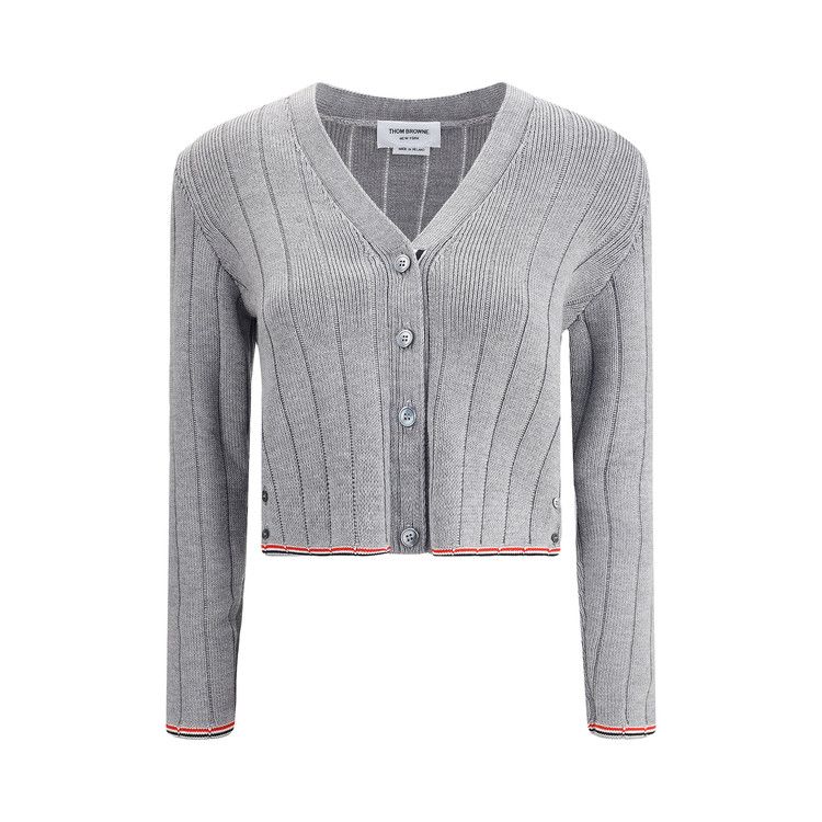 

Топ Thom Browne Ladder Full Needle Rib Stitch V Neck Knitwear 'Light Grey'