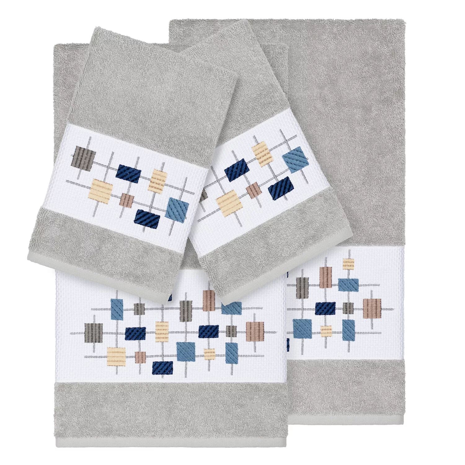 

Linum Home Textiles Набор из 4 полотенец из турецкого хлопка с украшением Khloe, светло-серый