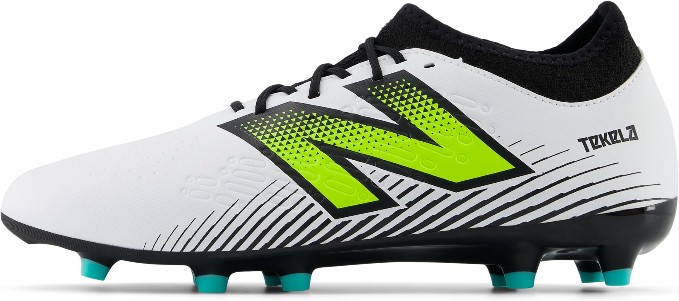 Кроссовки New Balance Tekela Magique FG V4+ Soccer Cleats, цвет White/Hi-Lite — фото 4