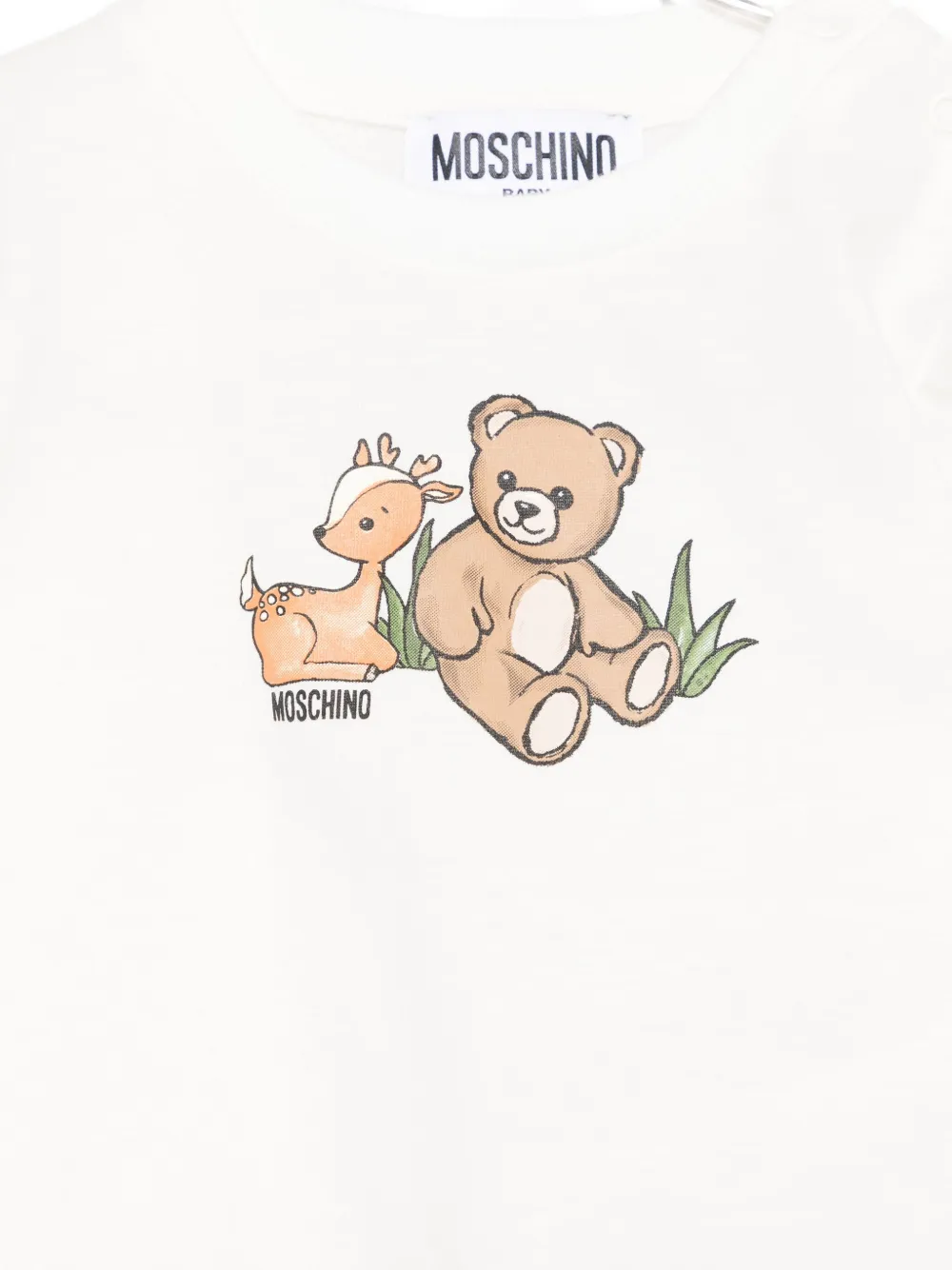 Топ с принтом оленя и медведя Moschino Kids, белый — фото 3