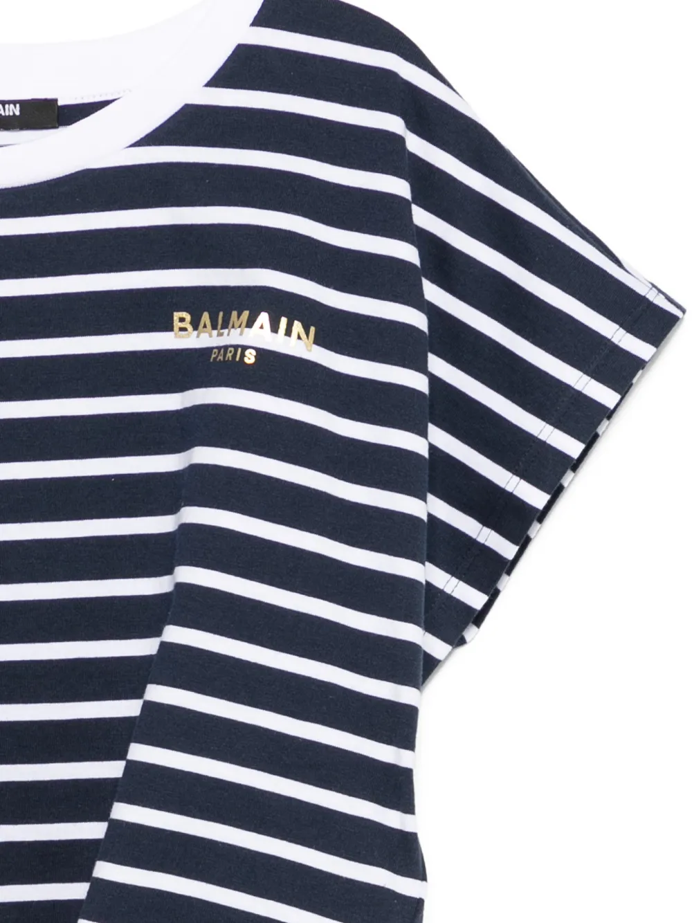 Полосатая футболка Balmain Kids, синий — фото 3