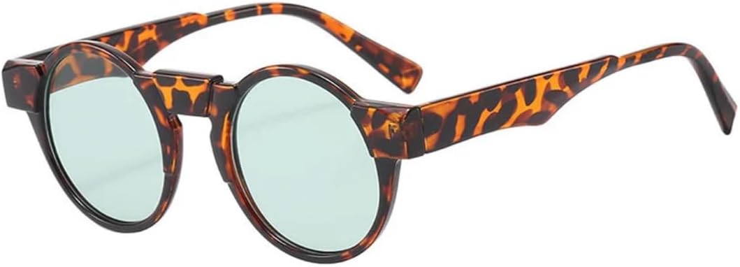 

Солнцезащитные очки с защитой от УФ-излучения UV400 | Круглые панк-очки с желтыми и розовыми линзами | для женщин и мужчин, для занятий спортом на открытом воздухе и вождения DSVIGF, Leopard-green