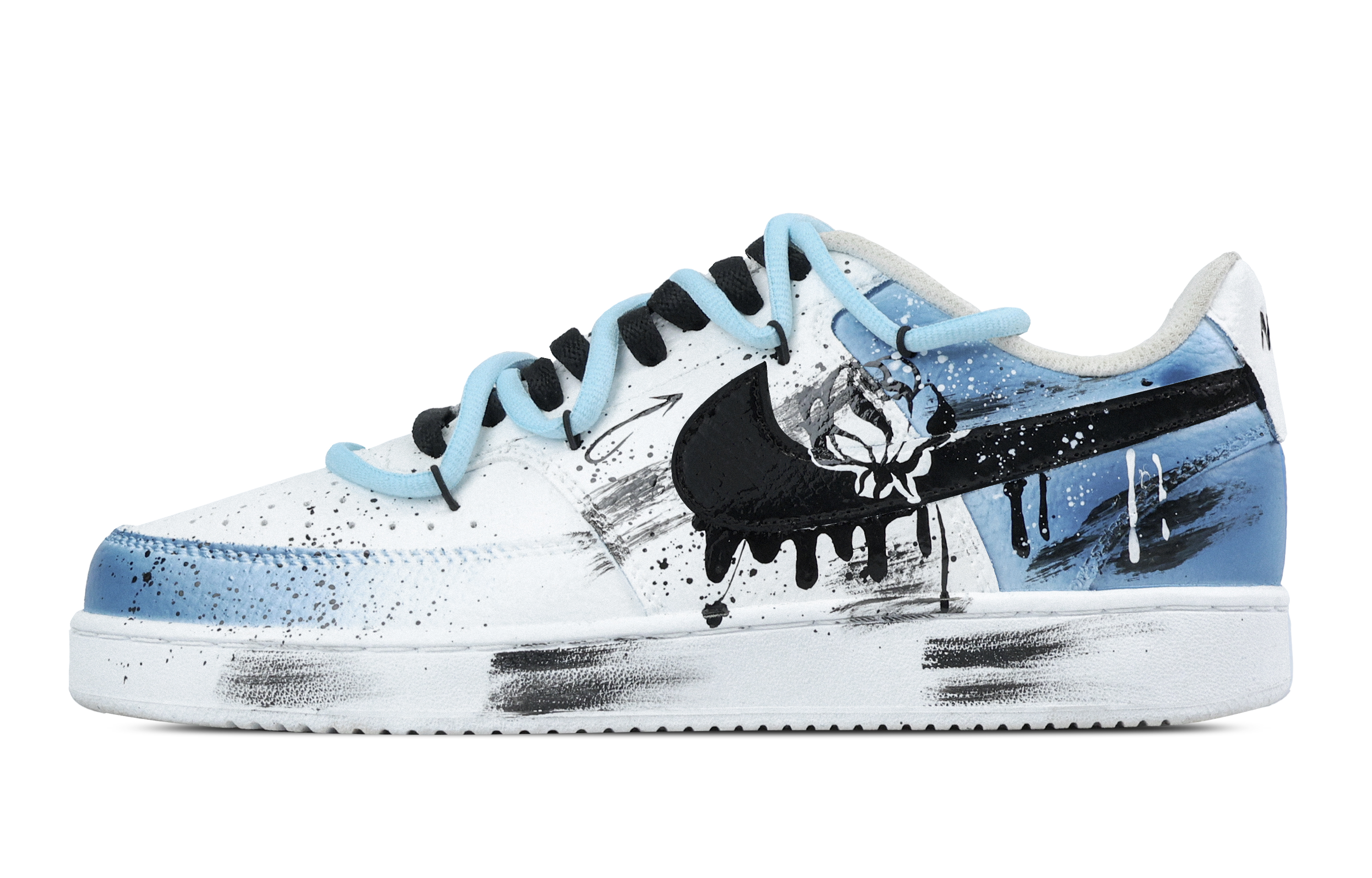 

Nike Кроссовки Court Vision 1 Flowers Bloom On The Shore, износостойкие, низкие, для скейтбординга, синие, мужские