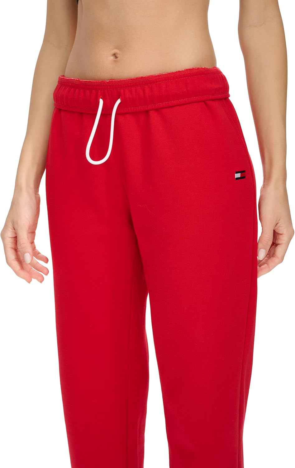 Женские флисовые джоггеры Tommy Hilfiger с вышитым флагом и эластичным поясом, Rich Red — фото 4