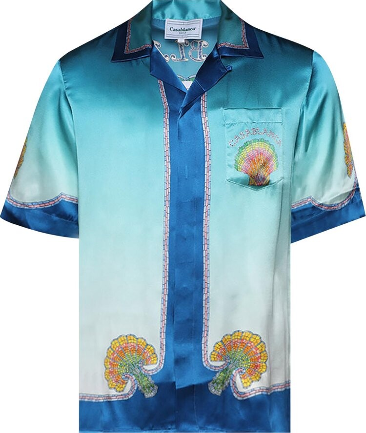 

Рубашка Casablanca Cuban Collar Short-Sleeve 'Coquillage Color', синий