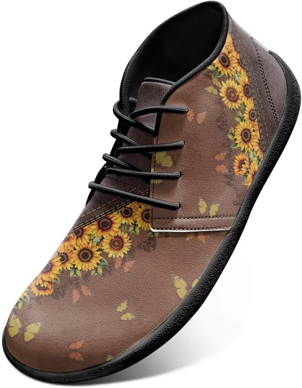 

Мужские классические кроссовки с шнуровкой, кожаные, с широкой носочной частью, удобные, с животным принтом, для бега и спорта, повседневная уличная обувь Chririnla, Sunflower Butterfly Pattern