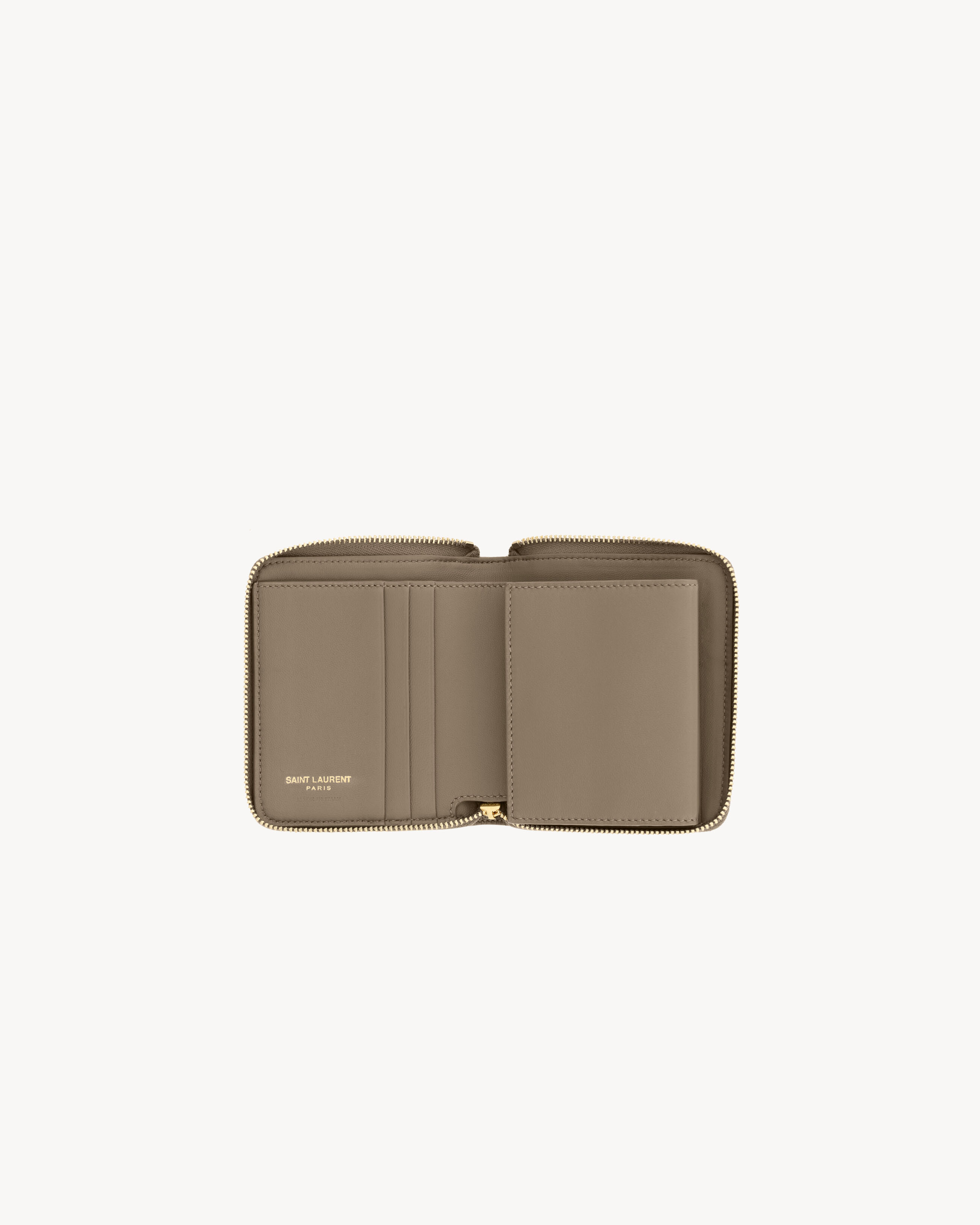 Компактный кошелек CASSANDRE BIJOU из кожи GRAIN DE POUDRE Saint Laurent, серый/серебряный — фото 4