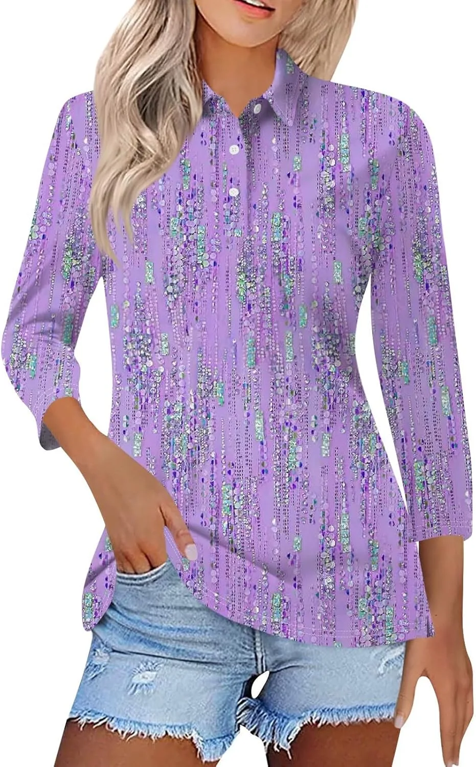 

Женская поло с коротким рукавом и воротником, V-образный вырез FQZWONG