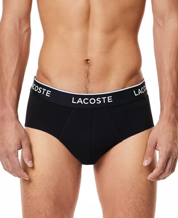 

Мужские 3шт. Эластичные трусы обычного кроя с логотипом Lacoste, черный