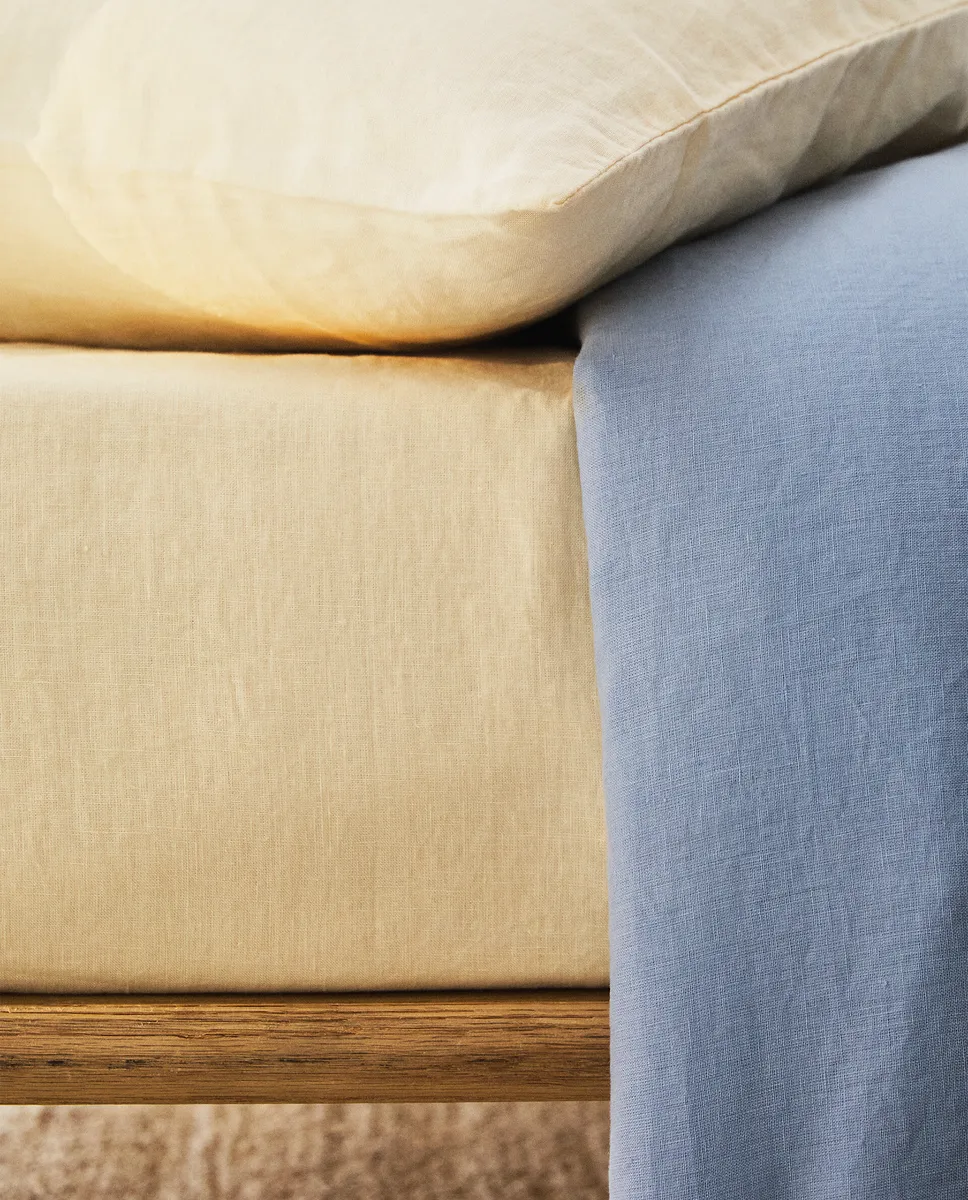 

Льняная простыня на подкладке Zara Home, персик