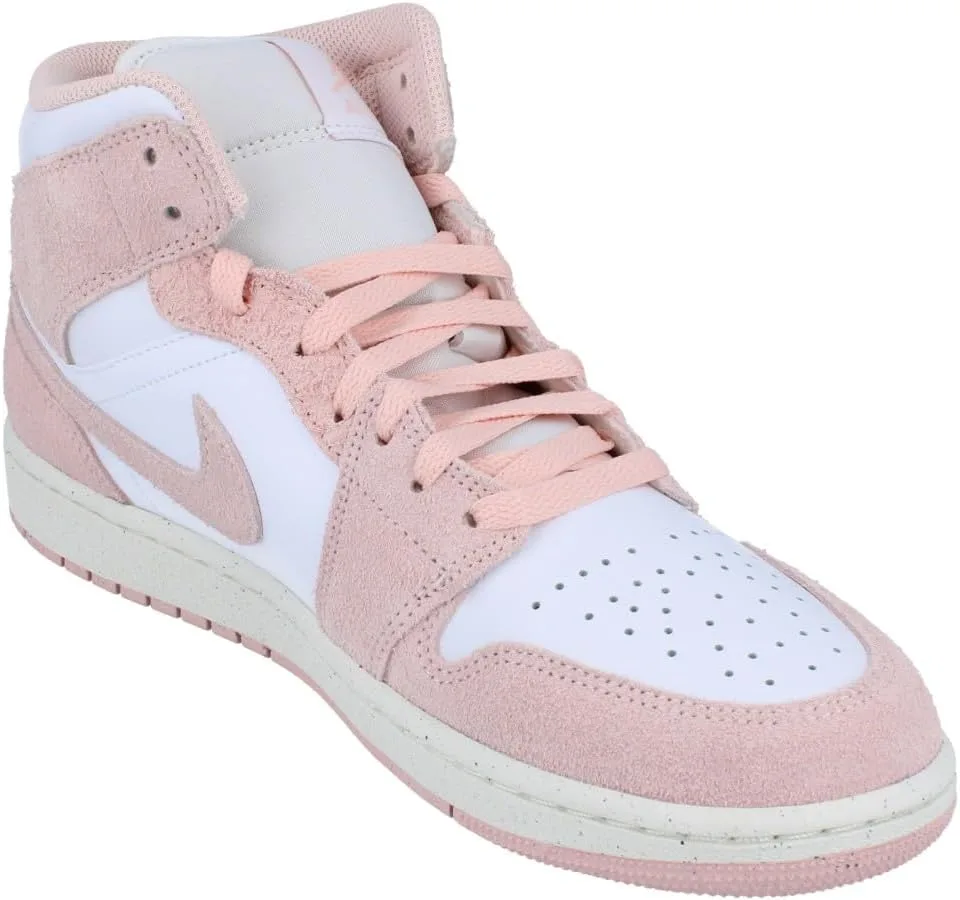 Мужские кроссовки Jordan 1 Mid SE White/Legend Pink-Sail (FN5215 161), белый/розовый — фото 4