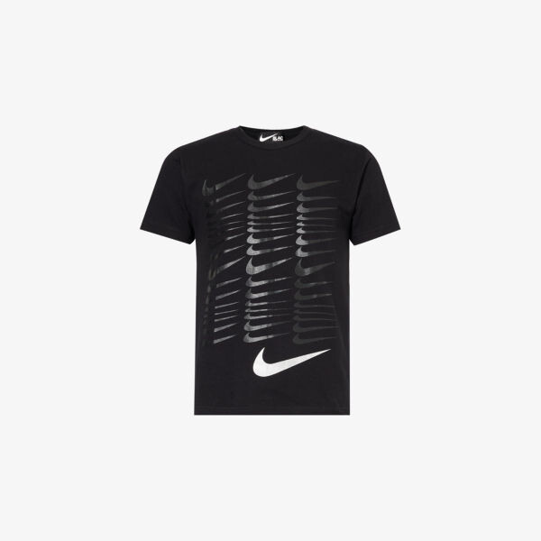 

Черная футболка прямого кроя из хлопкового джерси comme des garçons x Nike Swoosh Black Comme Des Garcon, черный